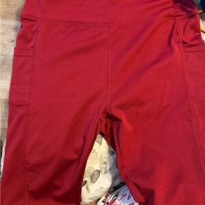 Women Active Stretch Pocket Shorts- Red